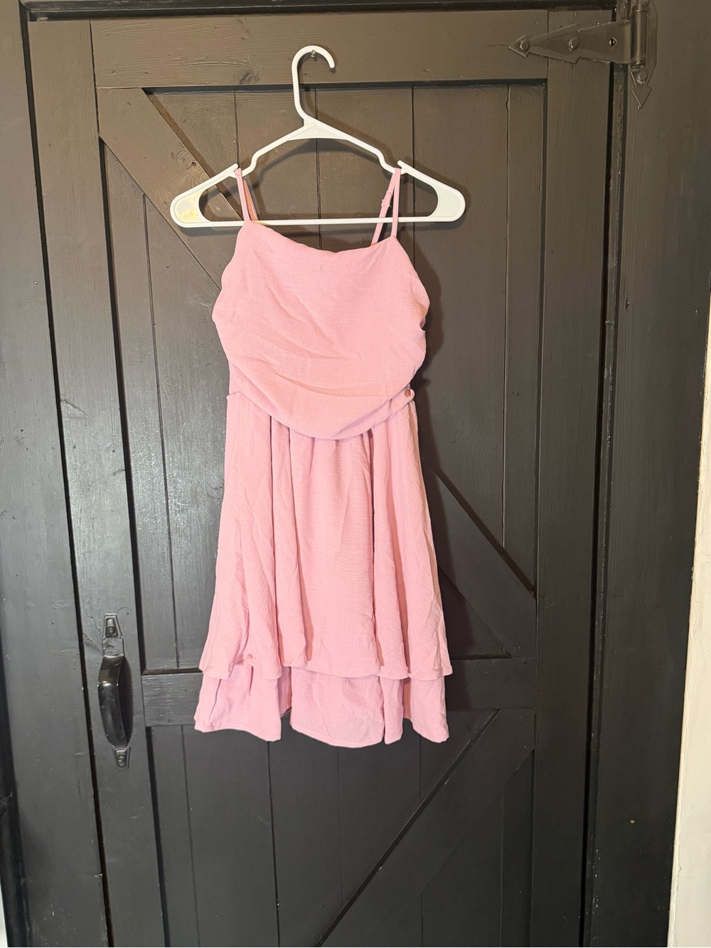 Girls Pink Spaghetti-Strap Layered Casual Dress